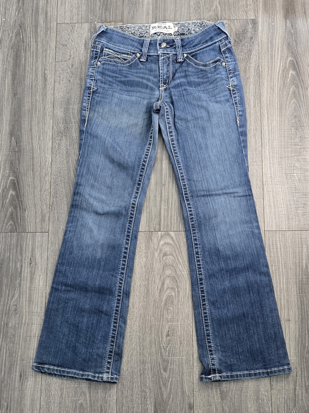 Ariat R.E.A.L. Denim Women’s Jeans Size 27 Bootcut Medium Wash Western Embroider